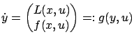 $\displaystyle \dot y=\begin{pmatrix}L(x,u) \\ f(x,u) \end{pmatrix}=:g(y,u)$