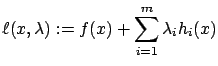$\displaystyle \ell(x,\lambda):=f(x)+\sum_{i=1}^m \lambda_i h_i(x)$